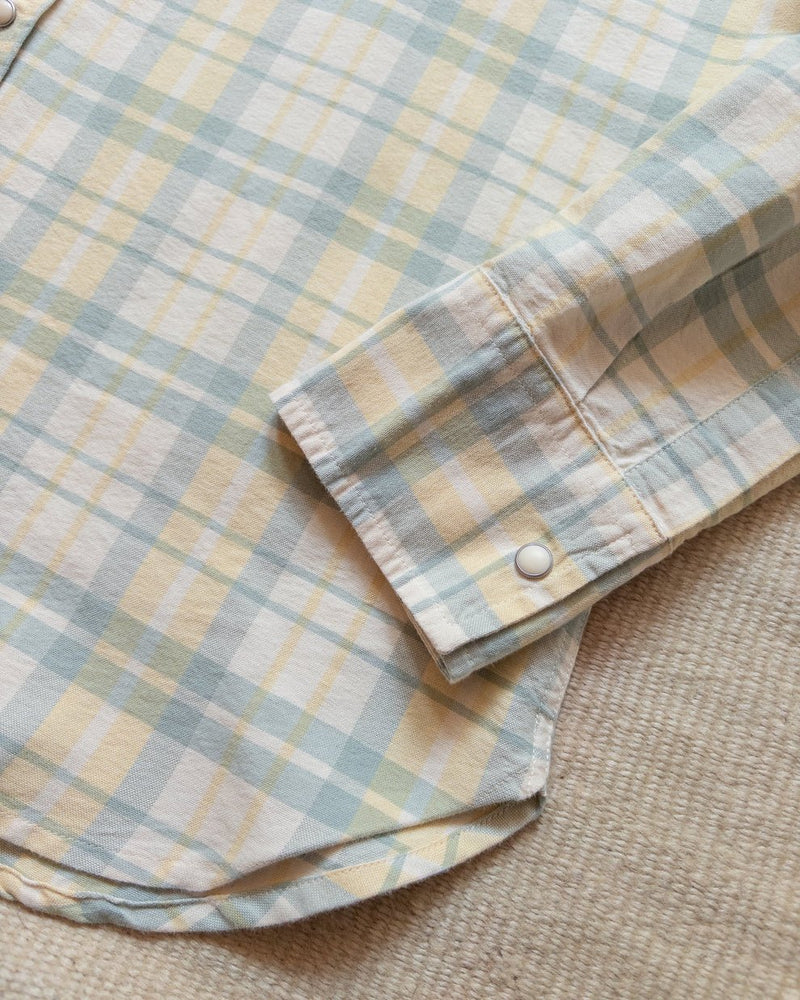 Oxford Cloth Pearlsnap Shirt - Sage and Sunflower Plaid - Lazy Sun