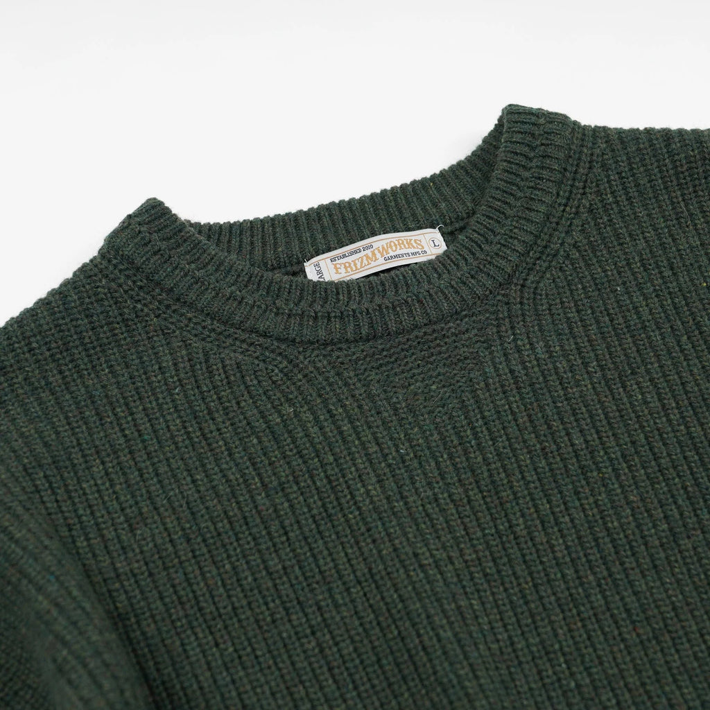 Patch Round Pullover Knit Sweater - Forest Green