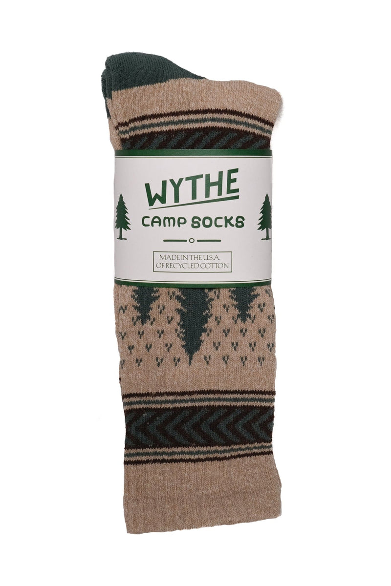 Recycled Cotton Jacquard Camp Socks - Evergreen Pines - Lazy Sun