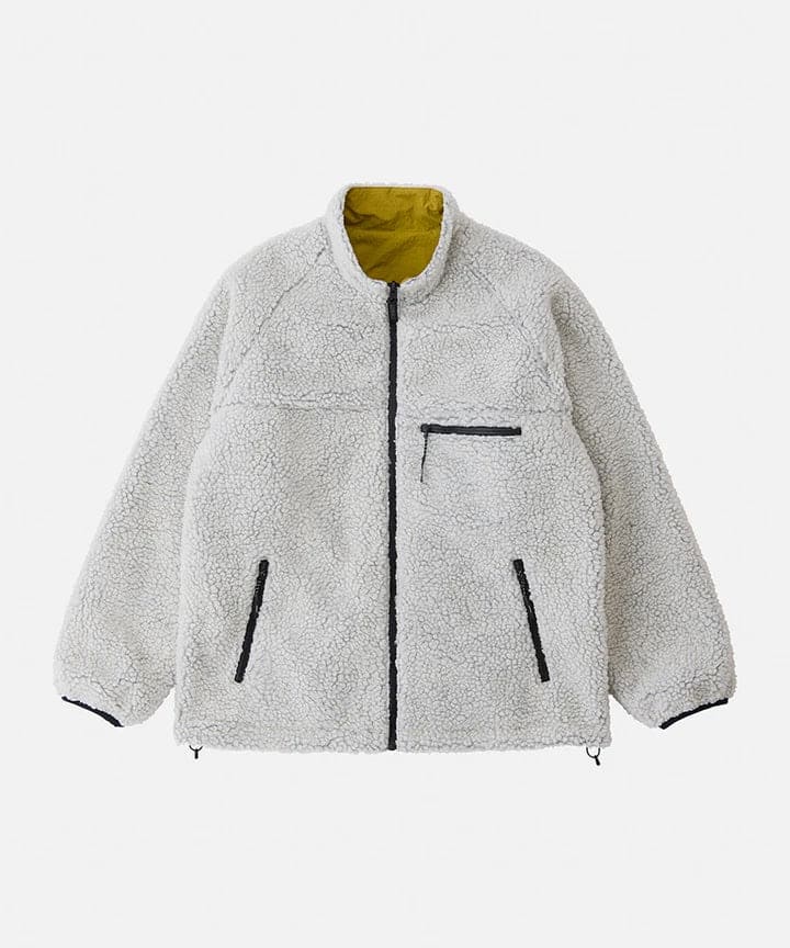 Reversible Sherpa Jacket - Natural / Chartreuse - Lazy Sun