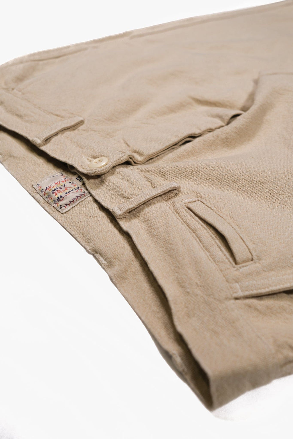 Rustic Plainweave Flat Front Chinos - Natural