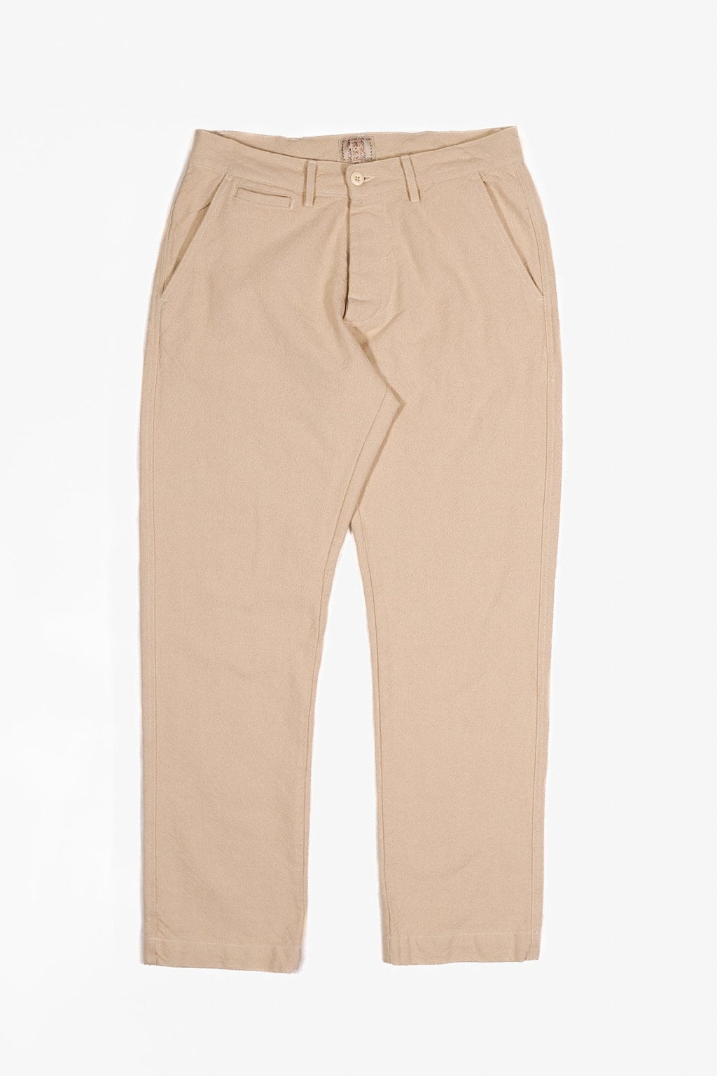 Rustic Plainweave Flat Front Chinos - Natural