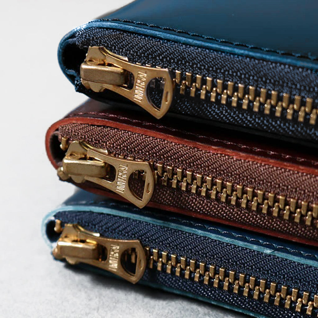 Shell Cordovan Round Zip Wallet - Chocolate