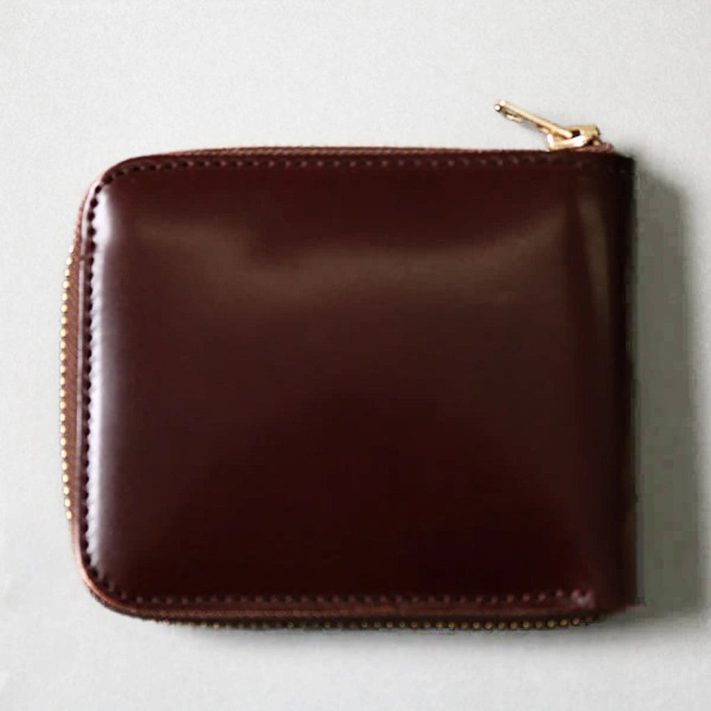 Shell Cordovan Round Zip Wallet - Chocolate