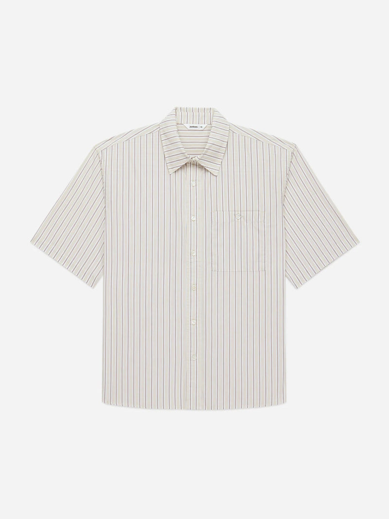 Short Sleeve Commuter Shirt - Tan Stripe - Lazy Sun