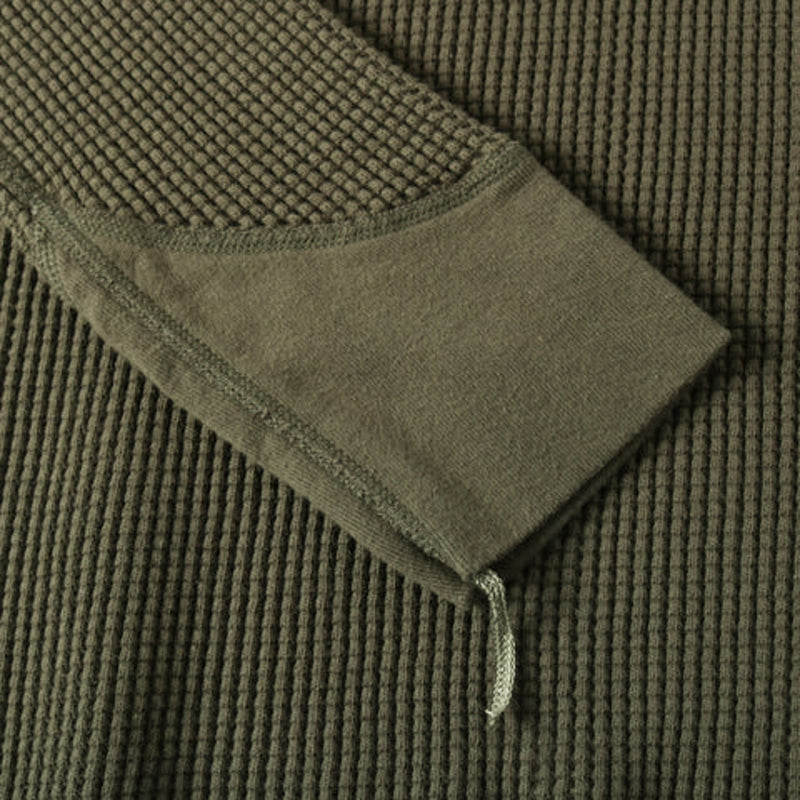 Waffle Tough Neck LS Crew - Olive - Lazy Sun
