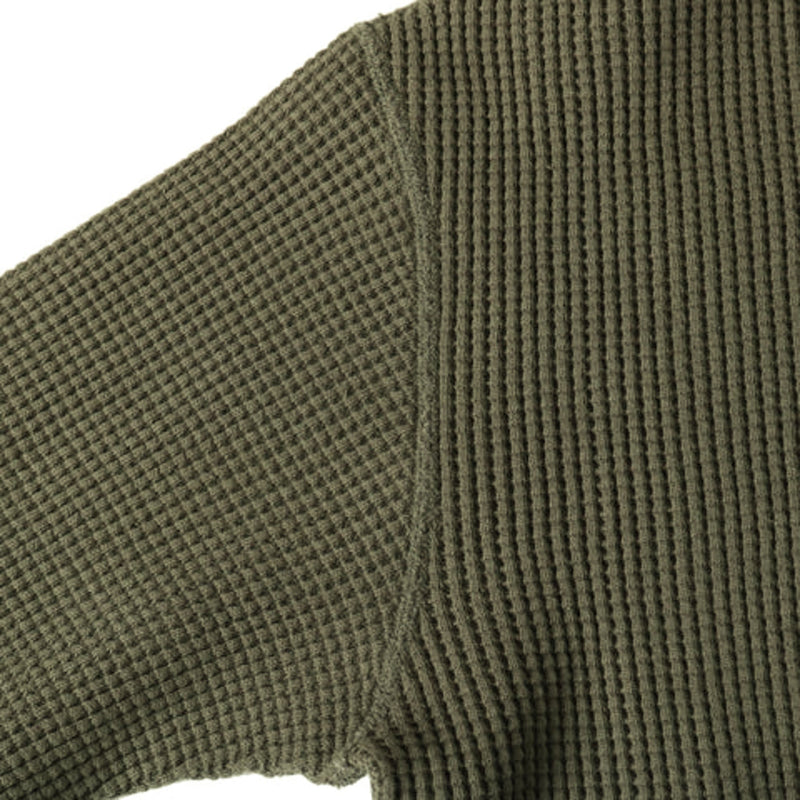 Waffle Tough Neck LS Crew - Olive - Lazy Sun