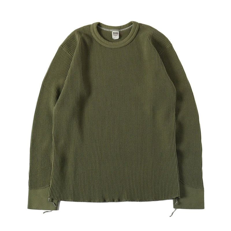 Waffle Tough Neck LS Crew - Olive - Lazy Sun
