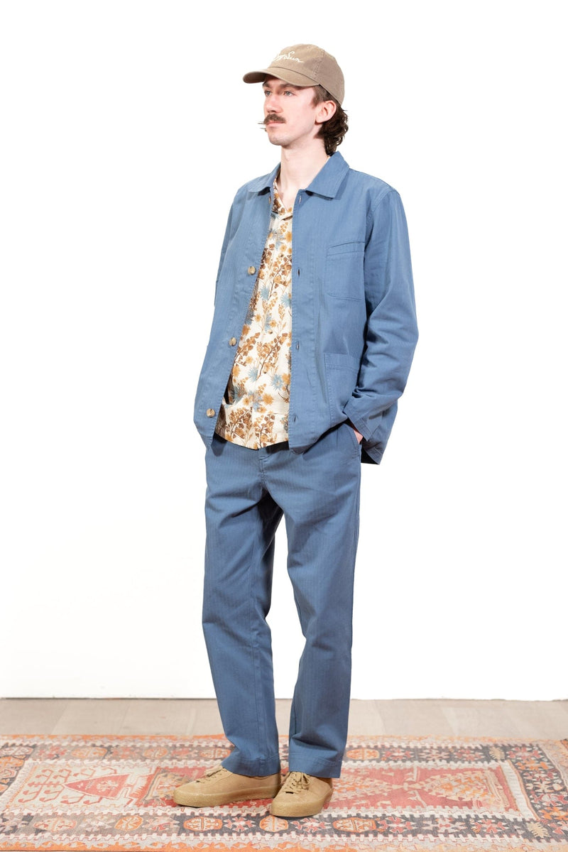 Aberlour Pant - French Blue Herringbone - Lazy Sun