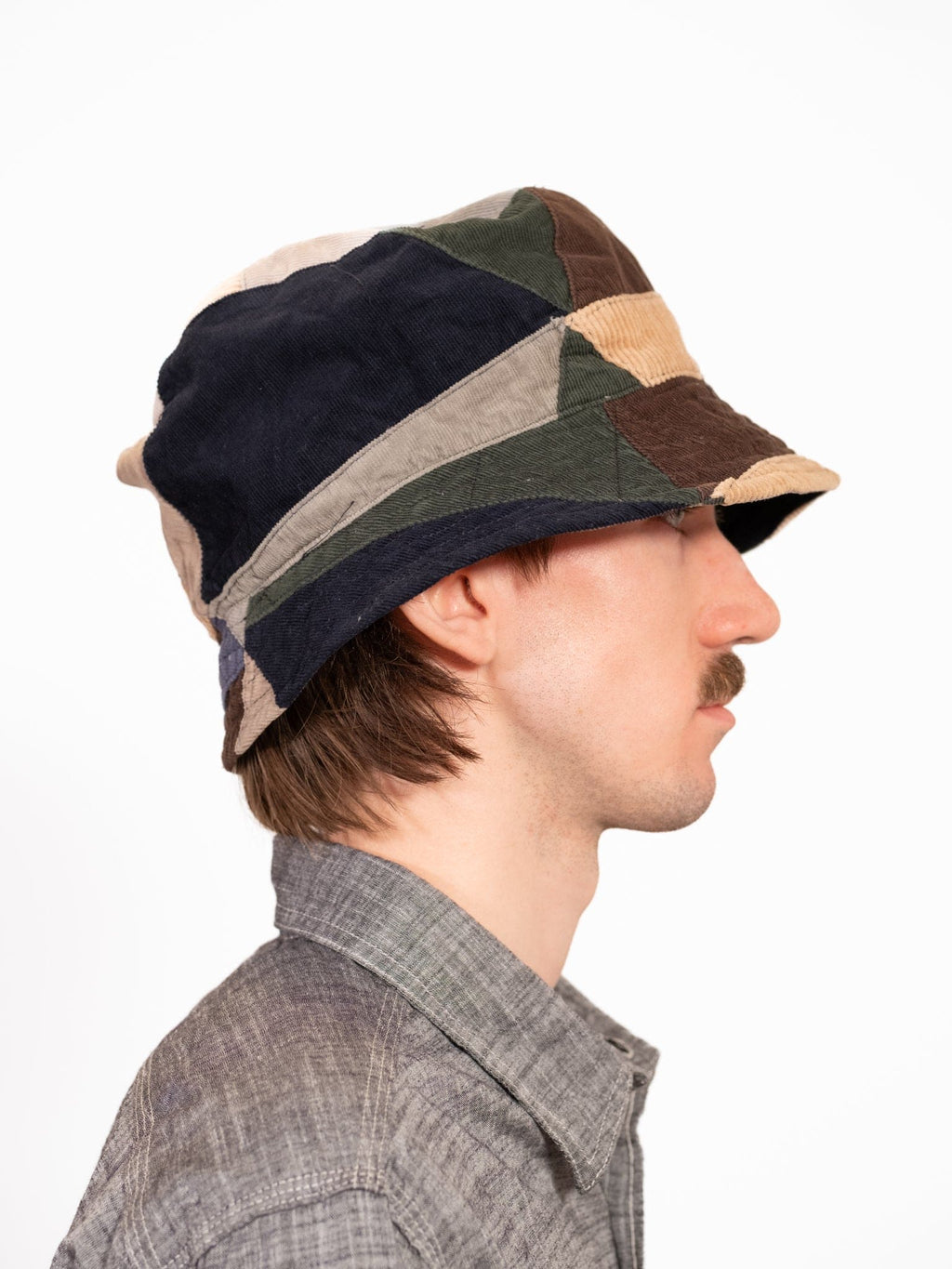 Bucket Hat - Multi Color Triangle Corduroy Patchwork
