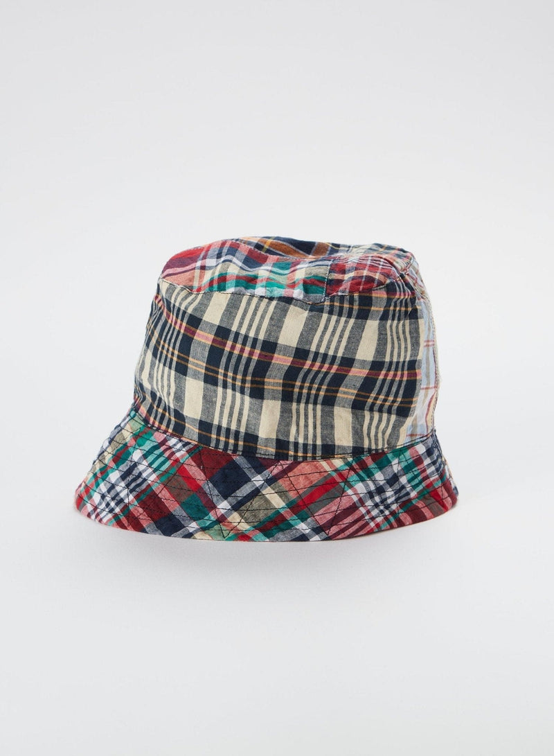 Bucket Hat - Navy Square Patchwork Madras - Lazy Sun