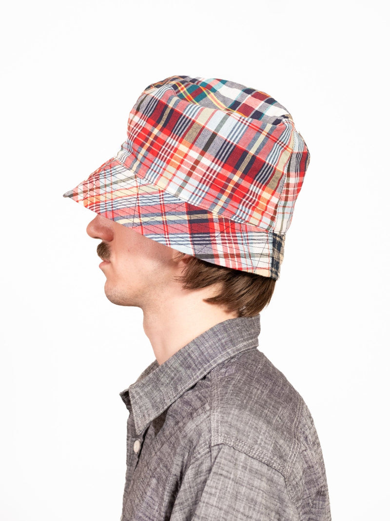 Bucket Hat - Navy Square Patchwork Madras - Lazy Sun