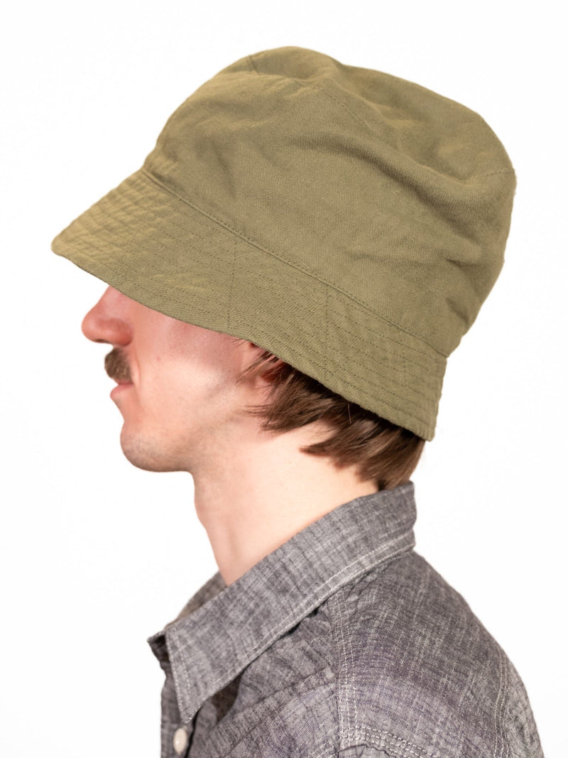 Bucket Hat - Olive Cotton Hemp Sateen - Lazy Sun