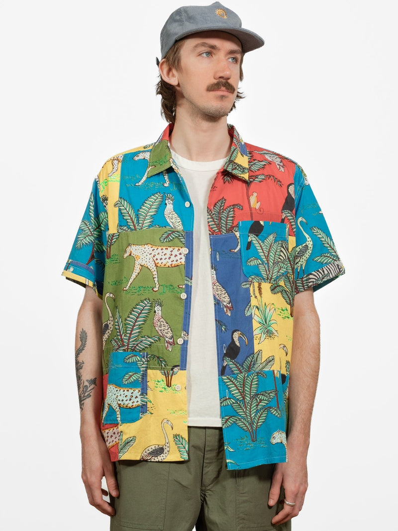 Camp Shirt - Multi Color Animal Patchwork - Lazy Sun