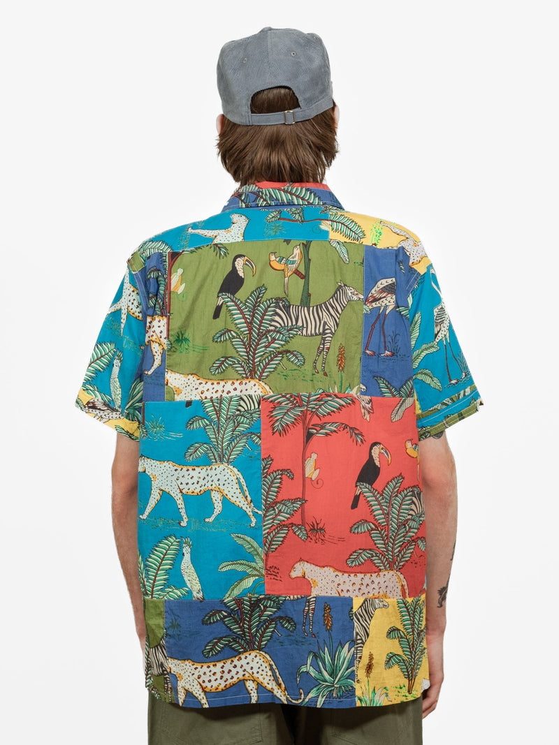 Camp Shirt - Multi Color Animal Patchwork - Lazy Sun