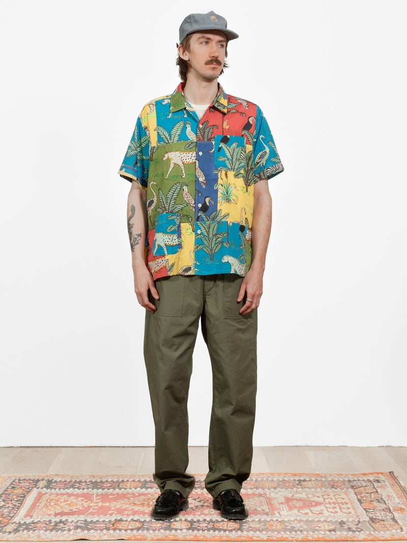 Camp Shirt - Multi Color Animal Patchwork - Lazy Sun