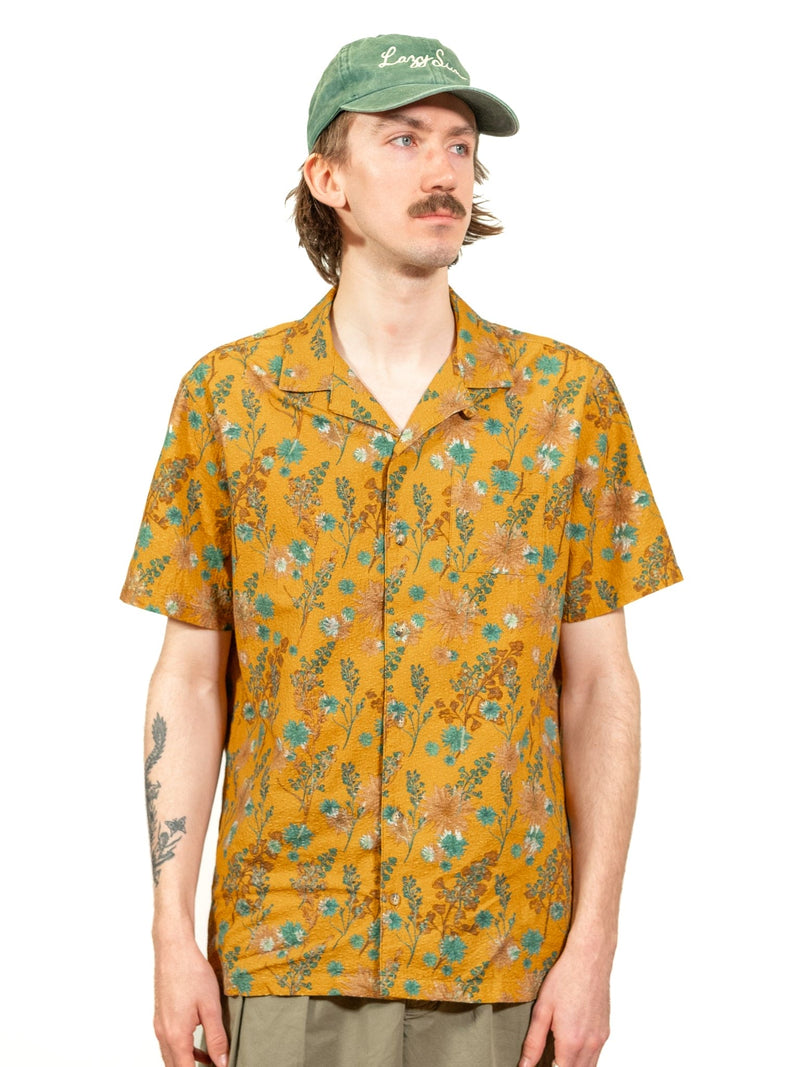 Crammond Shirt - Ochre Thistle Print - Lazy Sun
