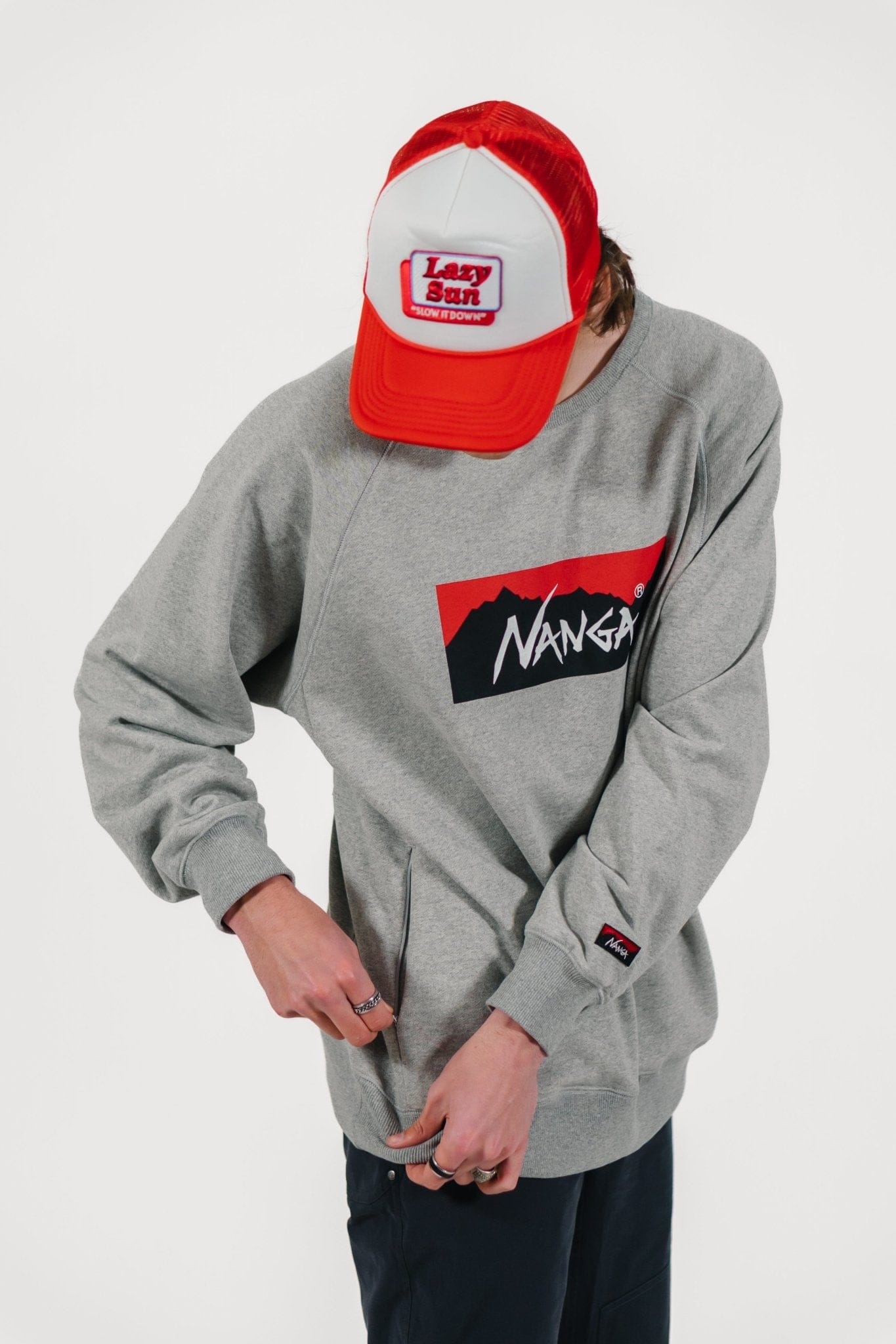 Eco Hybrid Box Logo Crewneck Sweatshirt - Grey - Lazy Sun