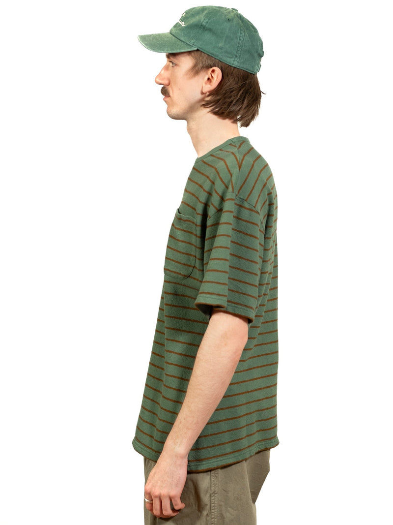 Fly Tee - Fern / Tangerine Textured Stripe - Lazy Sun