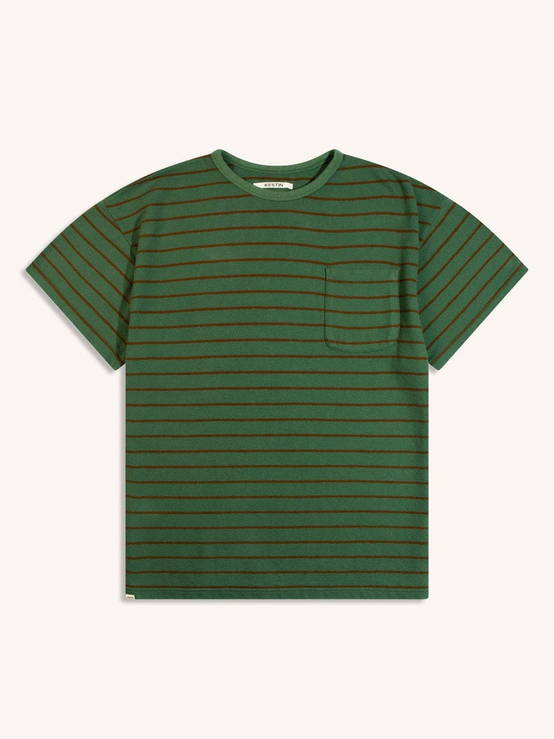 Fly Tee - Fern / Tangerine Textured Stripe - Lazy Sun