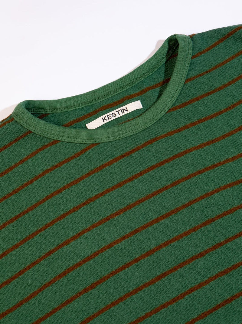 Fly Tee - Fern / Tangerine Textured Stripe - Lazy Sun