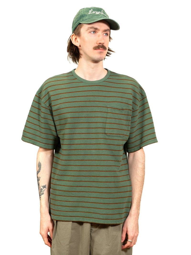 Fly Tee - Fern / Tangerine Textured Stripe - Lazy Sun