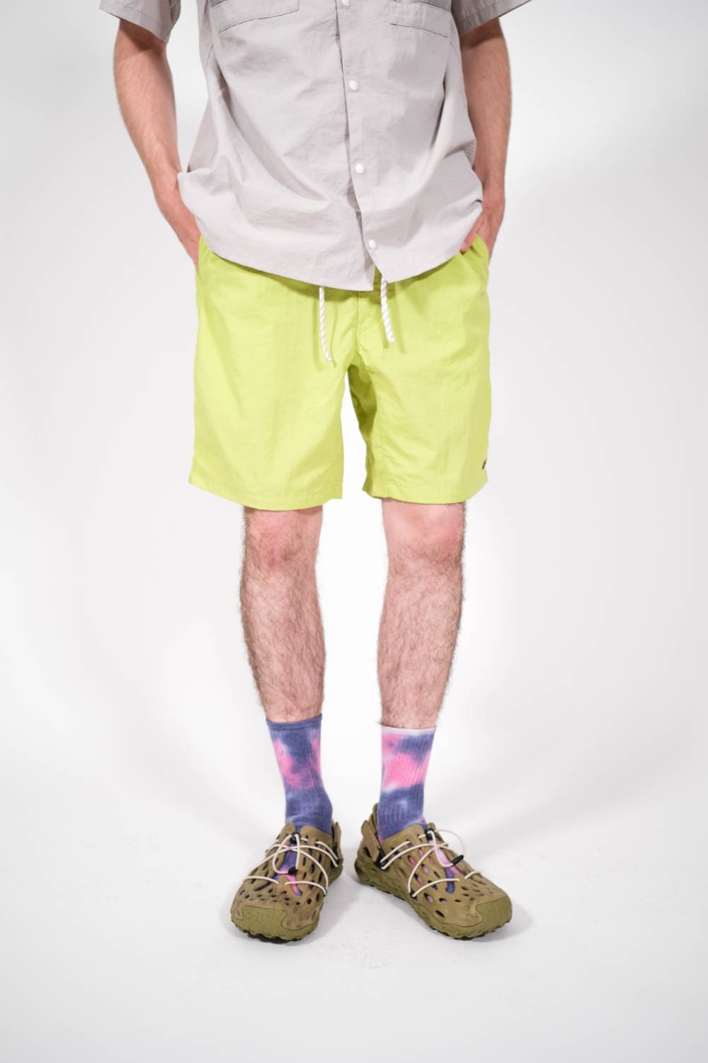 Nylon Tusser Easy Shorts - Lime - Lazy Sun