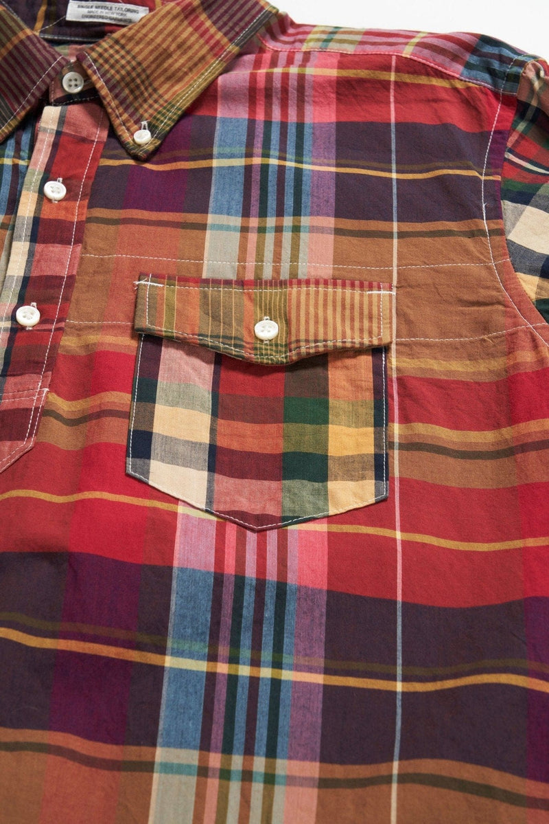Popover BD Shirt - Red Khaki Cotton Big Plaid - Lazy Sun