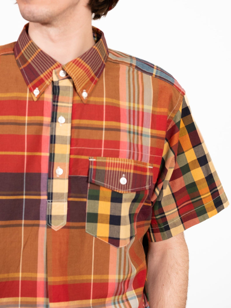 Popover BD Shirt - Red Khaki Cotton Big Plaid - Lazy Sun
