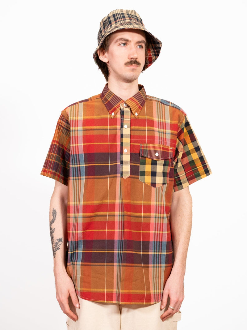 Popover BD Shirt - Red Khaki Cotton Big Plaid - Lazy Sun