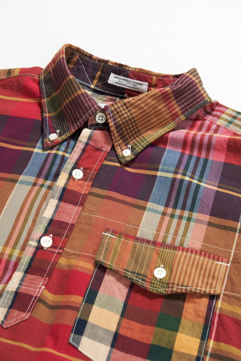 Popover BD Shirt - Red Khaki Cotton Big Plaid - Lazy Sun