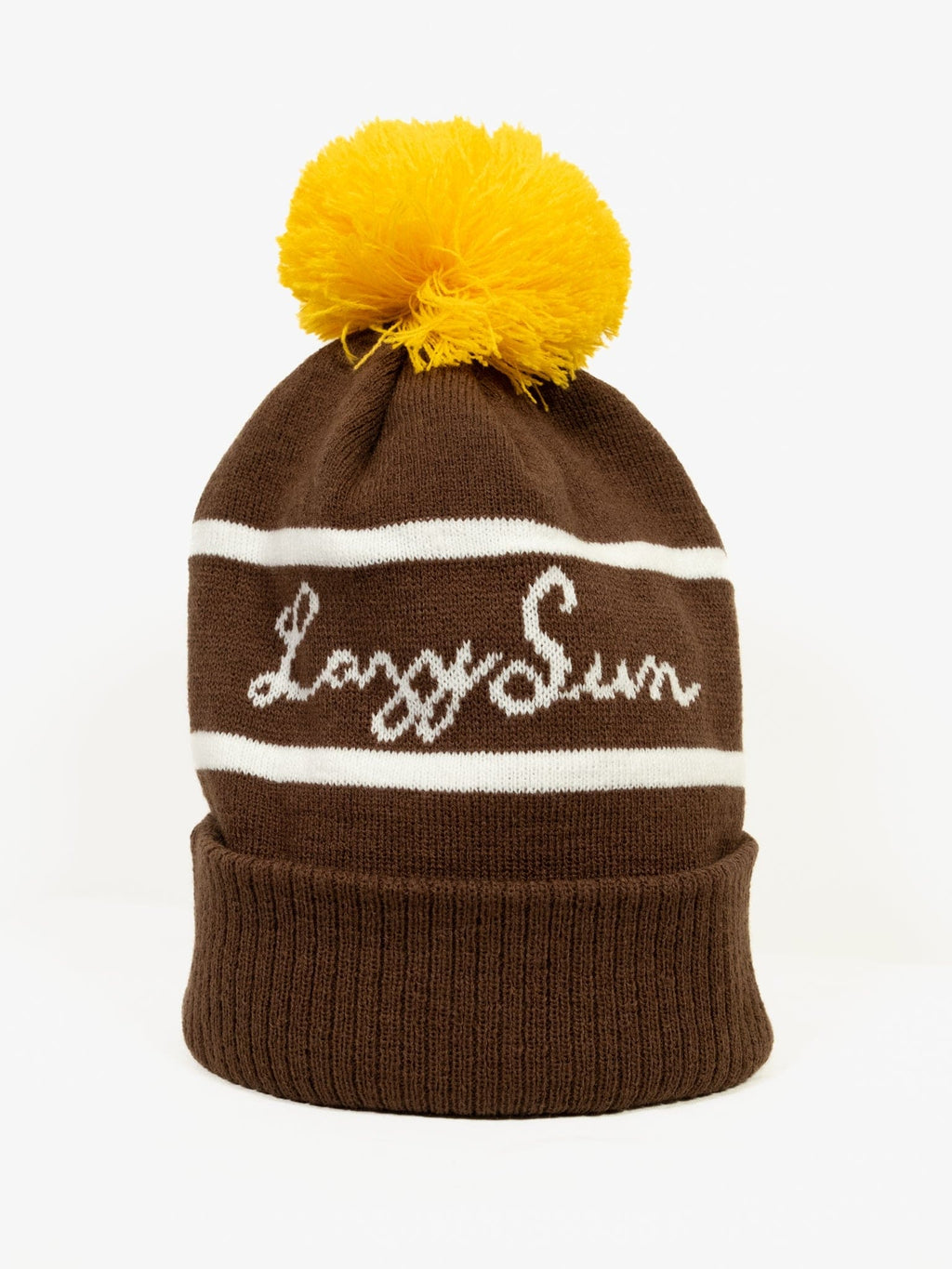 Script Pom Pom Beanie - Brown