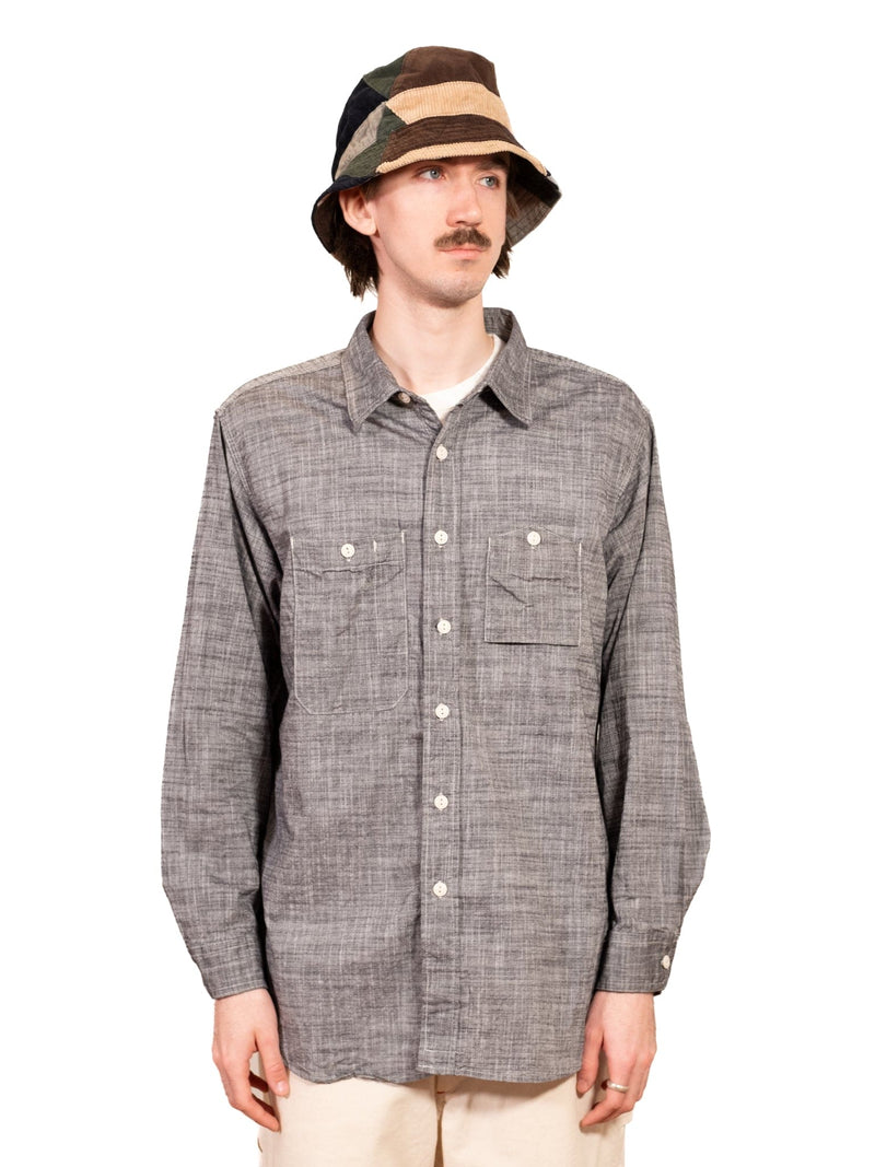 Work Shirt - Black Cotton Slub - Lazy Sun
